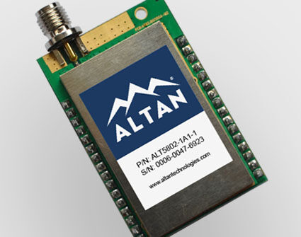 ALT5802 wireless transceiver module, 5.8 GHz, IEEE 802.15.4, small.