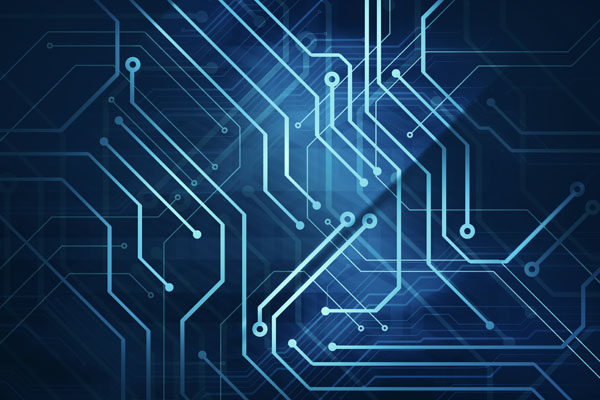 Electronic design of abstract PCB board.